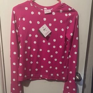 Pink Polka Dot Kids Long Sleeve Shirt